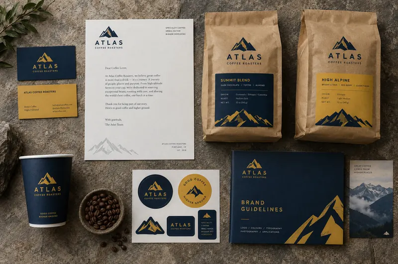 Coffee brand identity and stationery concept for Atlas Coffee Roasters