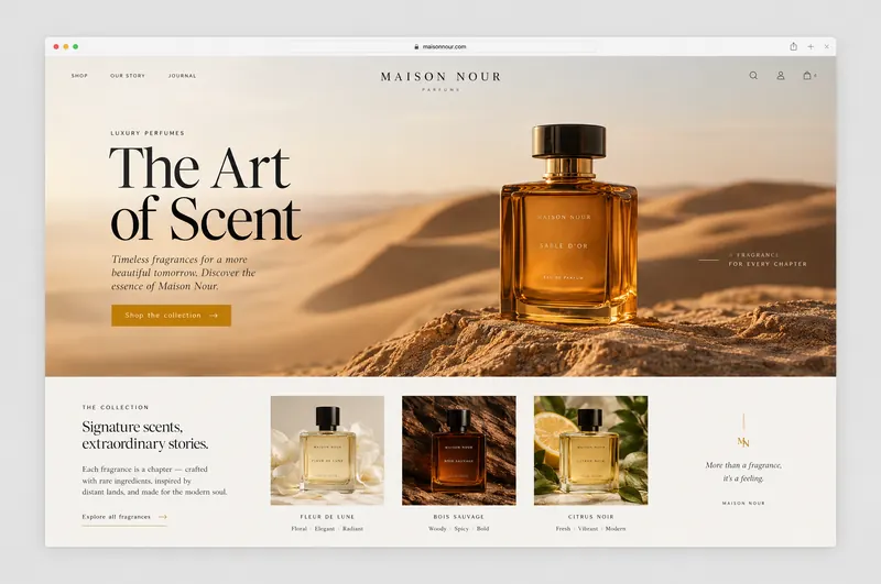 Luxury perfume e-commerce website concept for Maison Nour